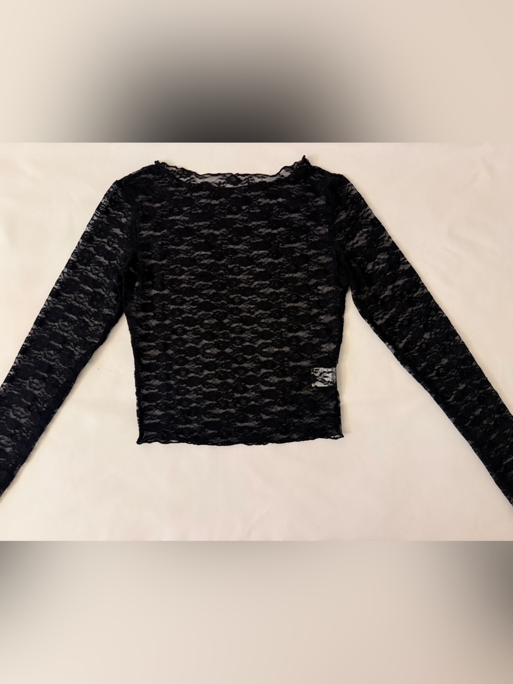 Black Sheer Lace Long-Sleeve Women’s Top size S